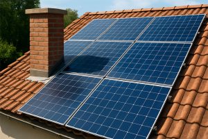 Placas solares con sombra de chimenea 